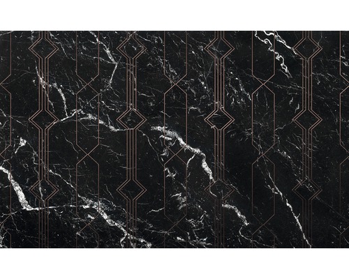 Papier peint panoramique intissé P040-VD4 Pure Marble Black 4 pces 400 x 250 cm Papier peint aspect marbre avec lignes géométriques
