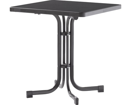 Gartentisch Sieger 231/G 70 x 70 cm grau Gestell aus Stahl in eisengrau, Gartentischplatte aus Mecalit®-Pro in anthrazit Schwarzer, quadratischer Klapptisch für den Aussenbereich