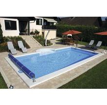 Ensemble de piscine enterrée en polystyrène Planet Pool Luxus P30 700x350x150 cm avec skimmer, intissé de protection du sol, kit de tuyaux et escalier romain-thumb-0
