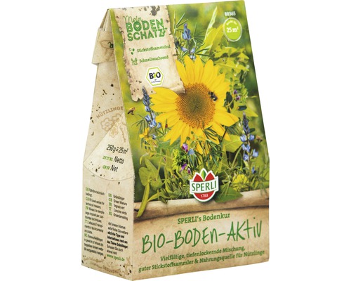 Bio-Boden-Aktiv Sperli Gründünger Sperli Bio Bodenkur Packung zur Bodenverbesserung mit dem Logo des Unternehmens.