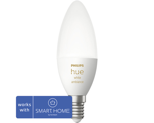 Ampoule flamme Philips hue White Ambiance à intensité lumineuse variable  blanc E14 5,2W 320 lm blanc chaud - blanc naturel 1 pièce - Compatible avec  SMART HOME by hornbach - HORNBACH Luxembourg