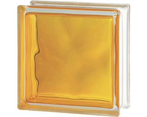 Brique en verre Brilly jaune 19 cm x 19 cm x 8 cm Brique de verre