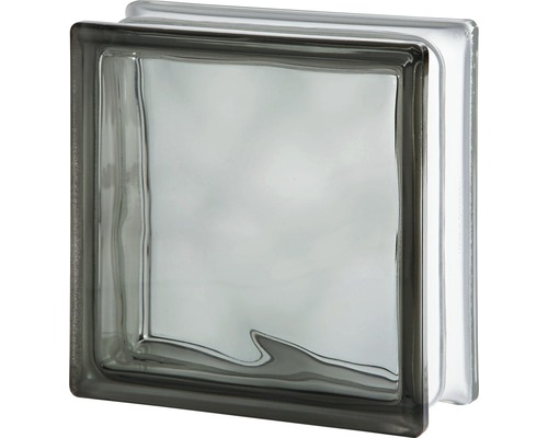 Brique de verre nuage graphite 19 cm x 19 cm x 8 cm Pavé de verre en verre clair