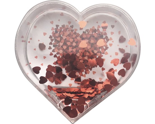 Boule à neige à personnaliser avec une photo cœur 9,6x4,7x9,6 cm rot Objet de décoration en forme de cœur avec des confettis en forme de cœur