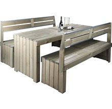 Gartentischgruppe aus Holz mit Bänken