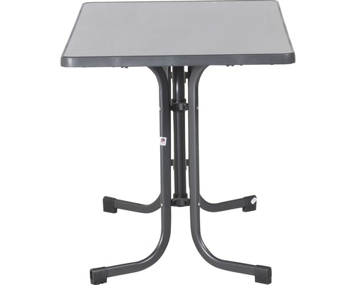 Klapptisch mit quadratischer Tischplatte und Metallgestell