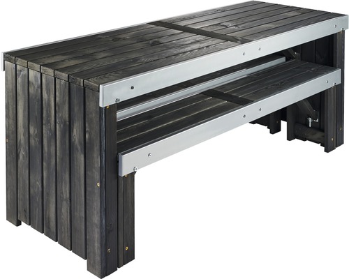 Table de jardin et banc en bois avec structure en métal