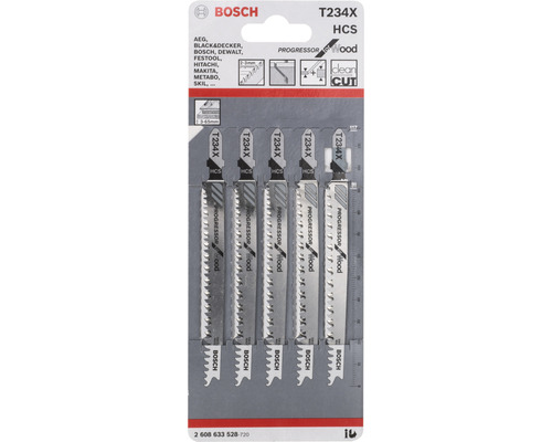 Lames de scie sauteuse Bosch T234X HCS, lot de 5, pour bois