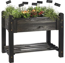 Jardinière sur pieds en bois avec herbes aromatiques et légumes