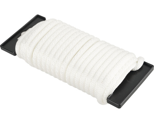 Corde Paraloc Mamutec polyester blanc Ø 6 mm, 10 m Corde à linge blanche sur bobine noire