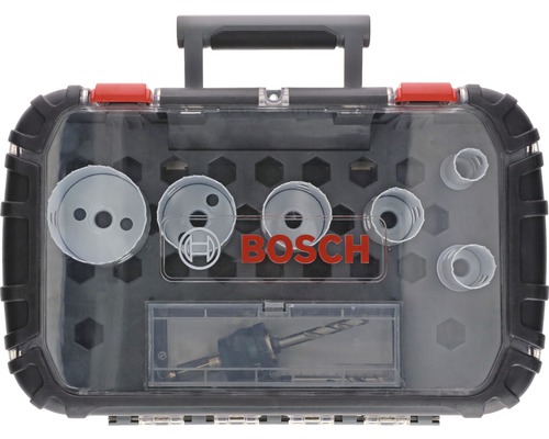 Kit scie cloche électrique Progressor Wood & Metal Ø 22 mm - 64 mm 9 pièces Jeu de scies cloches Bosch dans une valise de transport