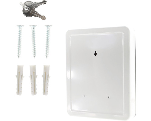 Schlüsselkasten mit Schlüssel, Schrauben und Dübeln zur Wandmontage