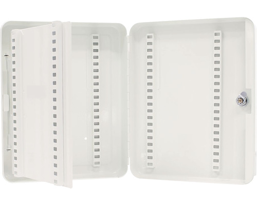 Geöffneter Schlüsselschrank mit Schloss