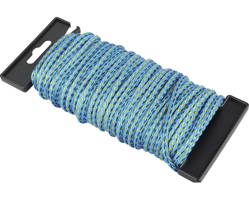 Corde Paraloc Mamutec polyester bleu/jaune/noir Ø 4 mm, 20 m Bobine de cordeau de maçon