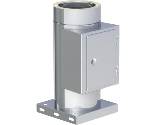 Nettoyage carré Jeremias DW-FU avec plaque de base intégrée Ø 130mm Composant de cheminée en acier inoxydable avec trappe de visite