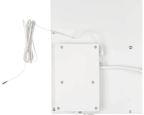 Vue arrière d''une armoire de toilette avec câble et boîtier de raccordement