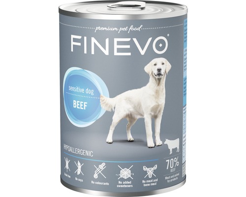 Pâtée pour chiens FINEVO Sensitive Dog bœuf pur 800 g, monoprotéine, Singleprotein