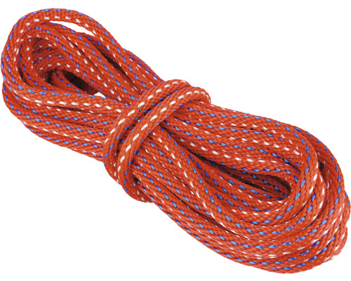 Seil Paraloc Mamutec Polypropylen rot/blau Ø 8 mm, 10 m Orangefarbenes Seil mit blauen und weißen Akzenten