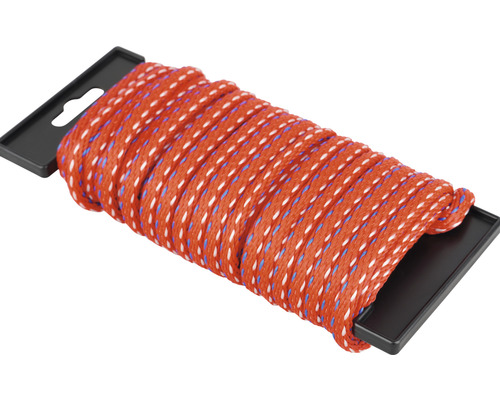 Corde Paraloc Mamutec polypropylène rouge/bleu Ø 6 mm, 10 m Corde orange à motif sur support