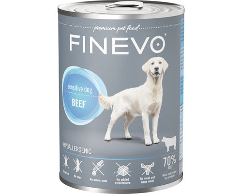 Pâtée pour chiens FINEVO Sensitive Dog bœuf pur 400 g, monoprotéine, Singleprotein