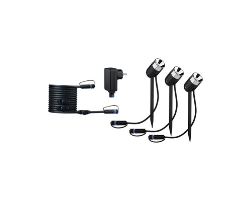 Set de projecteurs de jardin avec câble, prise et piquet de terre