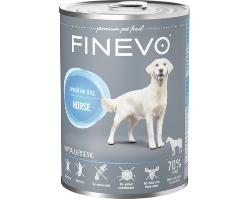 Pâtée pour chiens FINEVO Sensitive Dog cheval pur 400 g, monoprotéine, Singleprotein