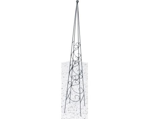 Support pour plantes en forme d'obélisque Lafiora Fidelis en métal 14x14x90 cm noir Obélisque en métal avec décorations florales pour le jardin