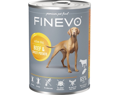 Pâtée pour chien FINEVO Active Dog bœuf à la patate douce 400 g
