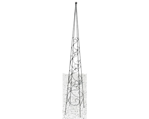 Support pour plantes en forme d'obélisque Lafiora Fidelis en métal 17x17x120 cm noir Support pour plantes en métal avec éléments décoratifs pour le jardin