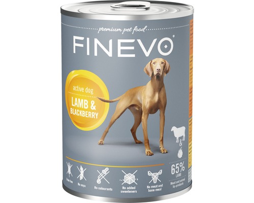 Hundefutter nass FINEVO Active Dog Lamm mit Brombeere 800 g-0