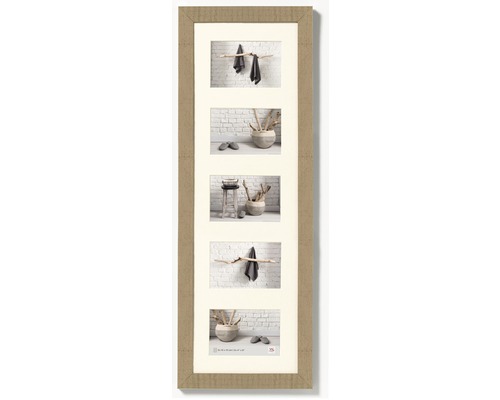 Bilderrahmen Collage Holz Home beigebraun 5 Fotos 10x15 cm Dekorativer Fotorahmen mit fünf Bildern für die Wandgestaltung