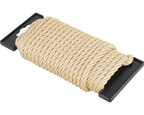 Corde Paraloc Mamutec polypropylène beige Ø 6 mm, 10 m Cordon en fibre naturelle tressée sur support noir