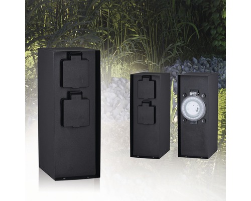 Trois prises de jardin pour l''alimentation électrique en extérieur