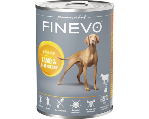 Pâtée pour chien FINEVO Active Dog agneau et mûres 400 g
