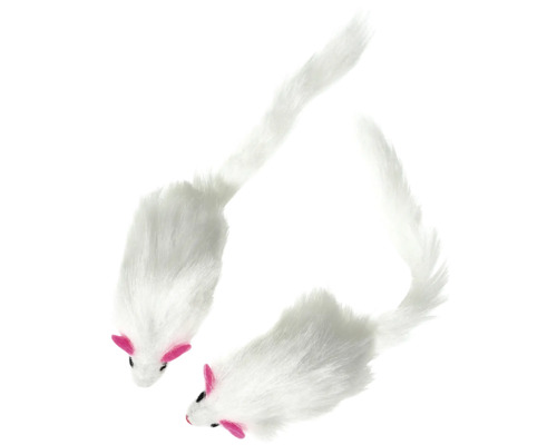 Katzenspielzeug Karlie Fellmäuse 2 Stück 12 cm weiß
