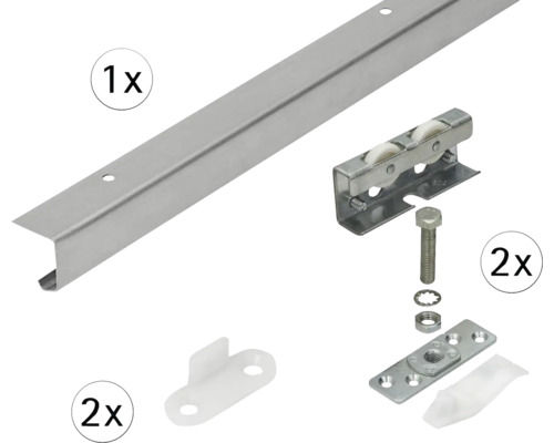 Schiebetür-Komplettset TopLine 3plus für eine Schiebetür, 2000 mm, verzinkt