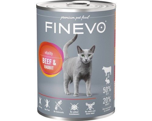 Pâtée pour chat FINEVO Vitality bœuf et lapin 400 g