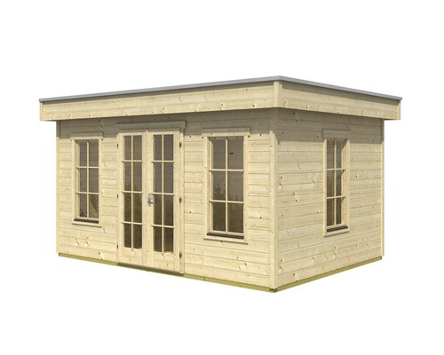 Abri de jardin en bois avec fenêtres et double porte