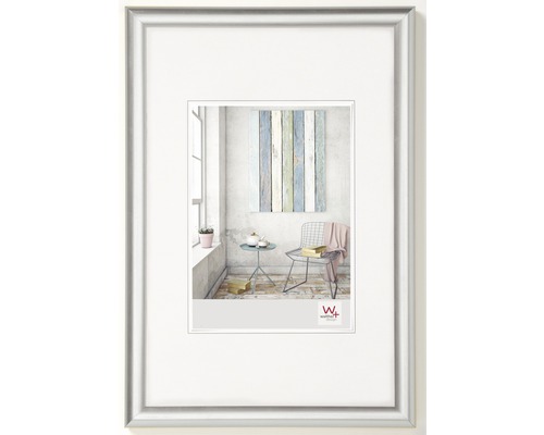 Bilderrahmen Kunststoff Trendstyle silber 40x60 cm Bilderrahmen mit Passepartout