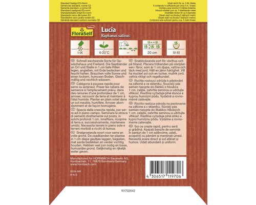 Sachet de graines de radis Lucia