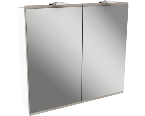 Spiegelschrank FACKELMANN Lima 80 x 15,5 x 73 cm weiß Steinesche 2-türig LED IP 20