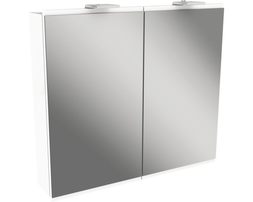 Armoire de toilette FACKELMANN Lima 80 x 15,5 x 73 cm blanc 2 portes led IP 20