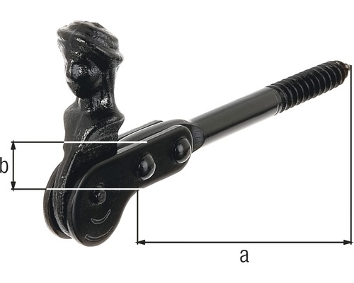 Feststellschraube mit den Maßen a und b