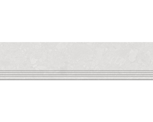 Carrelage de marches en grès cérame fin Donau blanc 30x120 cm