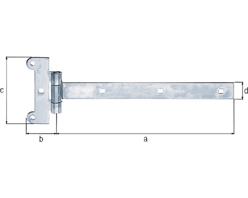 Ferrure en T avec dimensions