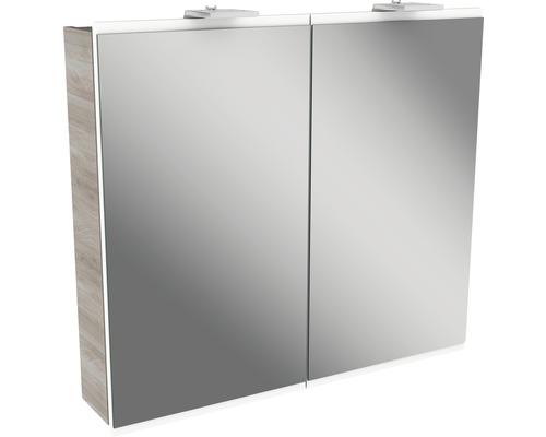 Armoire de toilette FACKELMANN Lima 80 x 15,5 x 73 cm gris 2 portes led IP 20