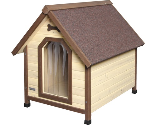 Niche pour chien en bois avec rideau de porte
