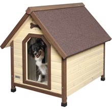 Niche pour chien en bois avec chien