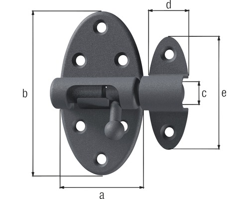Dessin technique d''un loquet rotatif avec indications de dimensions