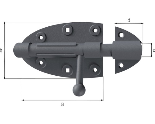 Illustration d''un verrou à coulisse avec indications de dimension
